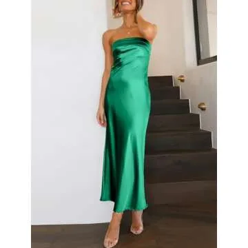 Caracilia Satin Wedding Guest Maxi Dress for Women