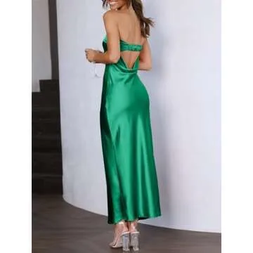 Caracilia Satin Wedding Guest Maxi Dress for Women