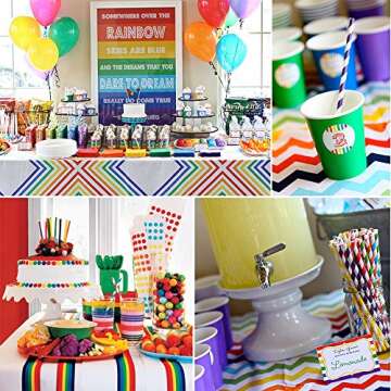Hiware 200-Pack Biodegradable Rainbow Paper Straws for Parties