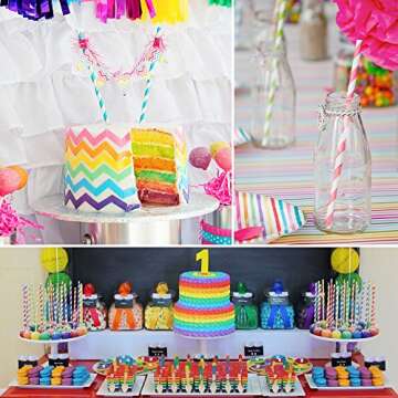 Hiware 200-Pack Biodegradable Rainbow Paper Straws for Parties