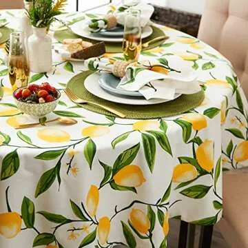 DII Lemon Bliss Tablecloth - Vibrant 70" Round Design