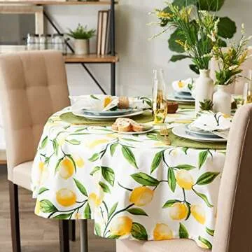 DII Lemon Bliss Tablecloth - Vibrant 70" Round Design