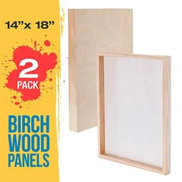 U.S. Art Supply 14" x 18" Birch Wood Paint Pouring Panel Boards, Gallery 1-1/2" Deep Cradle (Pack of...