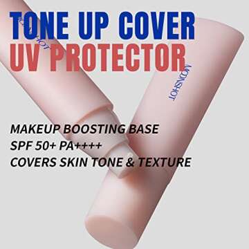 MOONSHOT Tone Up Fixer - Tinted Sunscreen Moisturizer -Super Adhesive Makeup Base with Apricot Beige...