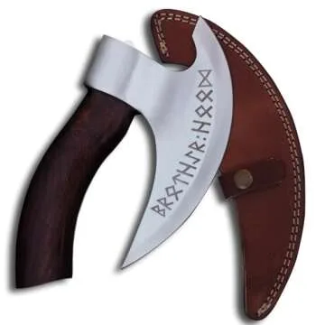 Viking Pizza Axe with Leather Sheath | Unique Kitchen Utensil