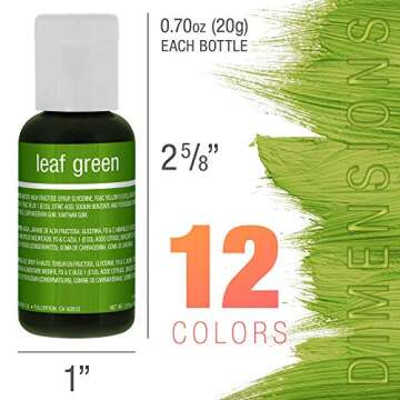 U.S. Cake Supply 12 Color Cake Food Coloring Liqua-Gel Decorating Set - .75 fl. Oz. (20ml) Bottles Primary Colors