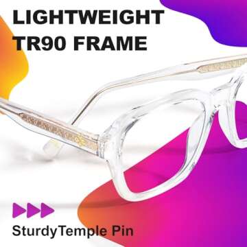 VISOONE TR90 Square Frame Blue Light Blocking Glasses Fashion Computer Eyewear for Women and Men Bennett