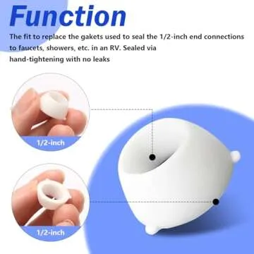 Adabuing 16435 RV Plastic Santoprene Swivel Seal 1/2" Replacement for RV Shower Freshwater Hose Pex Fittings Replace, RV Bathroom Valve fix Your leaks -(14 Pack)