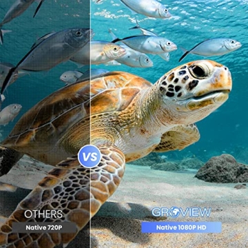 GROVIEW 1080P Bluetooth Mini Projector with 100” Screen