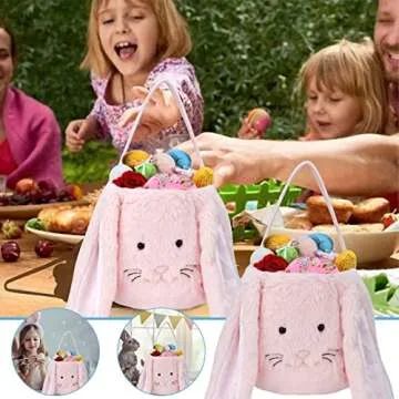Plush Pink Easter Bunny Baskets for Kids – Perfect for Egg Hunts!