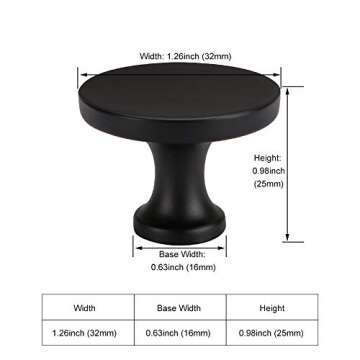 homdiy 10 Pack Matte Black Cabinet Knobs, Solid Round Drawer Knobs, Modern Kitchen Cabinet Hardware ...