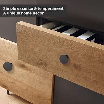 homdiy 10 Pack Matte Black Cabinet Knobs, Solid Round Drawer Knobs, Modern Kitchen Cabinet Hardware for Bedroom Dresser, Cupboard, Drawers