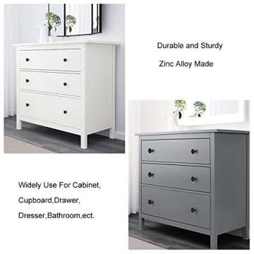 homdiy 10 Pack Matte Black Cabinet Knobs, Solid Round Drawer Knobs, Modern Kitchen Cabinet Hardware for Bedroom Dresser, Cupboard, Drawers