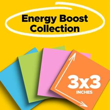 Post-it Super Sticky Notes, 24 Sticky Note Pads, 3 x 3 in., Ideal for Organization in Your Dorm, Home or Office, Energy Boost Collection
