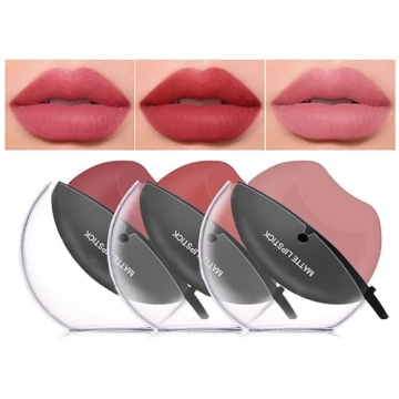 DAGEDA 3 Colors Matte Lipstick Set - Long Lasting High Pigmented Lazy Lipstick for Easy Application