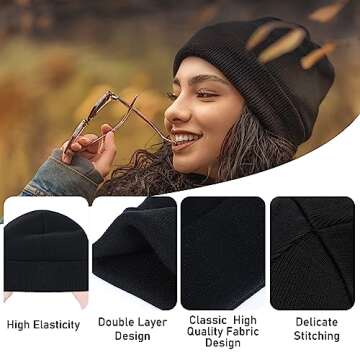 Zando Unisex Warm Winter Beanie Hats for Men and Women
