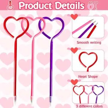 Muiyaneq Heart Shaped Valentine’s Day Pens, 48 Pcs Fun Writing Supplies