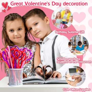 Muiyaneq 48 Pcs Valentines Day Pens,Heart Shape Pens,Rollerball Pens,Red Pink and Purple Ballpoint Pen for Valentines Party Favor,Boys and Girls,School Office Supplies
