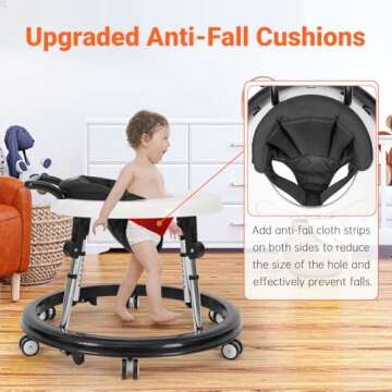 Wismind Baby Walker Foldable with 9 Adjustable Heights, Baby Walkers and Activity Center for Boys Gi...