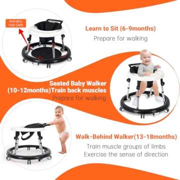 Wismind Baby Walker 9 Adjustable Heights Safe and Portable