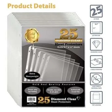 25 Clear Heavyweight Sheet Protectors by GOLD SEAL
