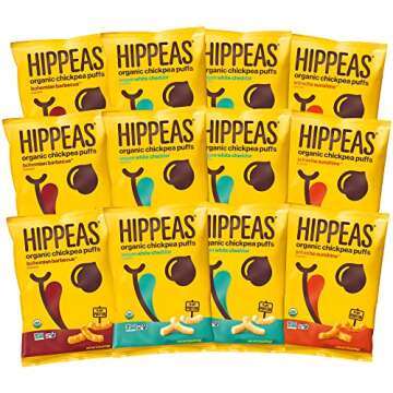 HIPPEAS Organic Chickpea Puffs + Variety Pack | 1.5 Ounce, 12 Count | Vegan, Gluten-Free, Crunchy, Protein Snacks