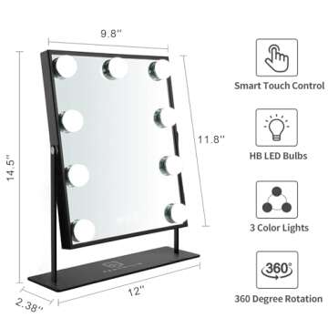 FENCHILIN Hollywood Mirror with Light Lighted Makeup Mirror Vanity Makeup Mirror Smart Touch Control...