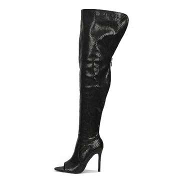 Cape Robbin Women's Faux Snake Thigh High Boots - Stiletto Style