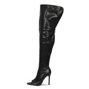 Cape Robbin Women's Faux Snake Thigh High Boots - Stiletto Style