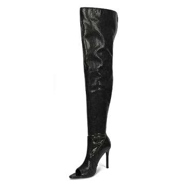 Cape Robbin Women's Faux Snake Thigh High Boots - Stiletto Style