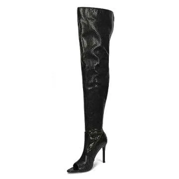 Cape Robbin Women's Faux Snake Thigh High Boots - Stiletto Style