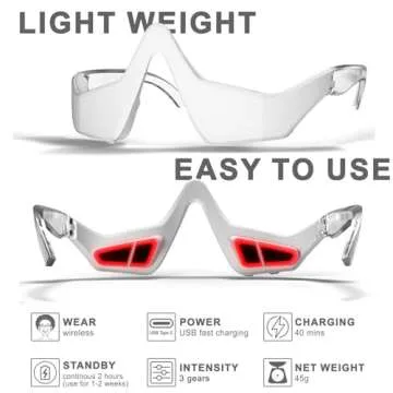 Under-Eye Red Light Therapy Device, Red Light Therapy Glasses Microcurrent Eye Massager Red Light Eye Mask for Eye Bags Dark Circles Puffiness Wrinkles Fine Lines