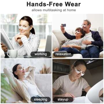 Under-Eye Red Light Therapy Device, Red Light Therapy Glasses Microcurrent Eye Massager Red Light Eye Mask for Eye Bags Dark Circles Puffiness Wrinkles Fine Lines