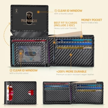 RUNBOX Men's Slim RFID Wallet with Card Holder & Gift Box