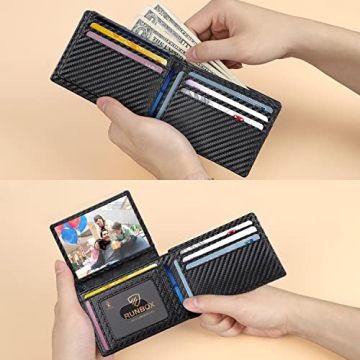 RUNBOX Men's Slim RFID Wallet with Card Holder & Gift Box