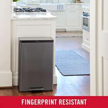 Rubbermaid Elite Stainless Steel Step-On Trash Can, 12 Gallon, Charcoal, Wastebasket for Home/Kitchen/Bathroom/Office