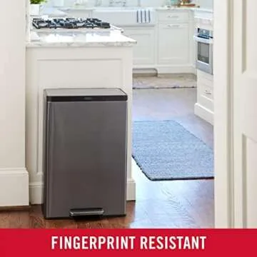 Rubbermaid Elite Stainless Steel Step-On Trash Can, 12 Gallon, Charcoal, Wastebasket for Home/Kitchen/Bathroom/Office