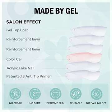 Jofay Fashion Press on Nails - Long Coffin Dark Red Stick Ons