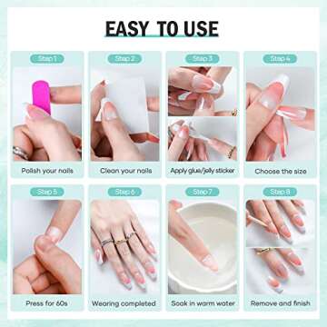 Jofay Fashion Press on Nails - Long Coffin Dark Red Stick Ons