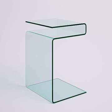 FENGHUA GLASS HOME S-Shaped Night Stands for Bedrooms Glass Bedside Table with Storage Shelves,End Table Small Coffee Table for Living Room