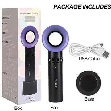 fenshine Portable USB Rechargeable Mini Fan Eyelash Fan Dryer Bladeless Handheld Fan for Eyelash Extension, Air Conditioning Blower for Essential Eyelash Extension Supplies (Black 02)