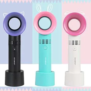 fenshine Portable USB Rechargeable Mini Fan Eyelash Fan Dryer Bladeless Handheld Fan for Eyelash Extension, Air Conditioning Blower for Essential Eyelash Extension Supplies (Black 02)