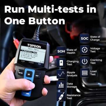 TOPDON BT100 Car Battery Tester 12V Load Tester, 100-2000 CCA Automotive Alternator Tester Digital A...