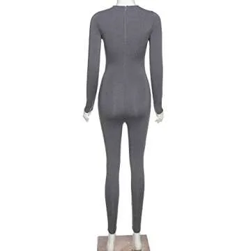 LuFeng Sexy Sleeveless Zipper Bodycon Jumpsuit for Women