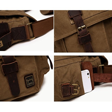 Berchirly Military Canvas Messenger Bag for 17.3 Inch Laptops