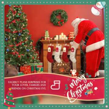 HOMEBROS Christmas Stockings, Personalized Family Christmas Stockings with Name Tags 18" Large Classic Cable Knit Christmas Stockings Burgundy Ivory White for Christmas Decor - 4 Pcs