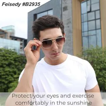 FEISEDY Retro Oversized Pilot Sunglasses for Men Women