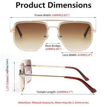 FEISEDY Retro Oversized Pilot Sunglasses for Men Women