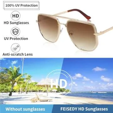 FEISEDY Retro Oversized Pilot Sunglasses for Men Women
