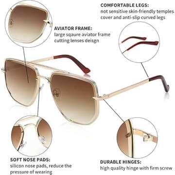 FEISEDY Retro Oversized Pilot Sunglasses for Men Women